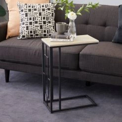 Budget 😍 Black Iron & Wood Contemporary Accent Table by Ivory and Iris 😀 -Cheap Ivory and Iris Store D305469S 13