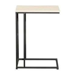 Budget 😍 Black Iron & Wood Contemporary Accent Table by Ivory and Iris 😀 -Cheap Ivory and Iris Store D305469S 3