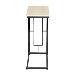 Budget 😍 Black Iron & Wood Contemporary Accent Table by Ivory and Iris 😀 -Cheap Ivory and Iris Store D305469S 4