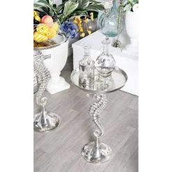 Wholesale 🌟 Silver Aluminum Coastal Accent Table by Ivory and Iris 🤩 -Cheap Ivory and Iris Store D305480S 8