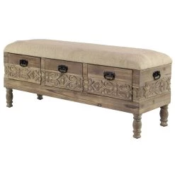 Deals ⌛ Brown Chinese Fir Farmhouse Bench by Ivory and Iris ✨