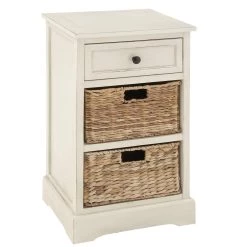 Brand new π 28" White Traditional Wooden Storage Unit with Baskets by Ivory and Iris π₯°