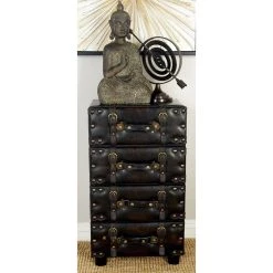 Best reviews of 😉 28" Black Faux Leather Traditional Chest by Ivory and Iris 👏 -Cheap Ivory and Iris Store D317173S 6