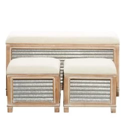 Best reviews of 😉 Light Brown Farmhouse Wood Storage Bench Set by Ivory and Iris ⭐