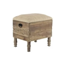 Best Sale 🔥 Beige Chinese Fir Farmhouse Stool by Ivory and Iris 🌟 -Cheap Ivory and Iris Store D318035S 3