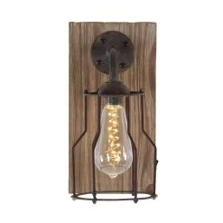 Best Pirce 💯 11" Brown Iron Industrial LED Wall Sconce by Ivory and Iris ⌛