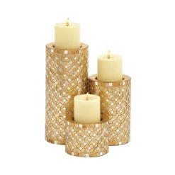 Budget π Gold Metal Glam Candle Holder Set by Ivory and Iris β
