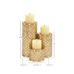 Budget 🌟 Gold Metal Glam Candle Holder Set by Ivory and Iris ⌛ -Cheap Ivory and Iris Store D329661S 8