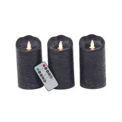 Buy 🌟 Black Traditional Wax Flameless Candle, 3ct. by Ivory and Iris 😍
