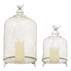 Best deal 😍 Silver Metal Contemporary Lantern Set, 17" & 12" by Ivory and Iris 💯