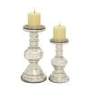 Outlet 🤩 Silver Glass Traditional Candle Holder Set by Ivory and Iris 👍