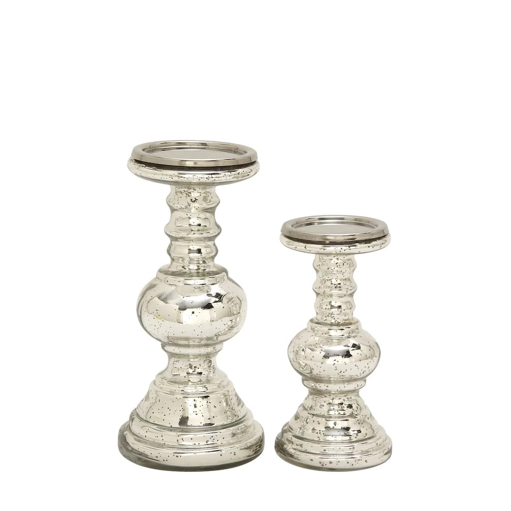 Outlet π€© Silver Glass Traditional Candle Holder Set by Ivory and Iris π 2 Outlet π€© Silver Glass Traditional Candle Holder Set by Ivory and Iris π - Image 2