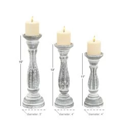 Deals 🎉 White Distressed Wood Traditional Candle Holder Set, 3ct. by Ivory and Iris 😉 -Cheap Ivory and Iris Store D329670S 9