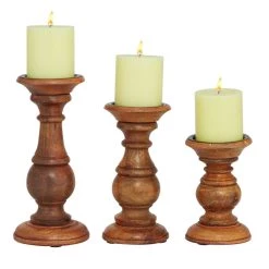 Discount β€οΈ Mango Wood Traditional Candle Holder Set by Ivory and Iris π