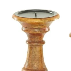 Discount ❤️ Mango Wood Traditional Candle Holder Set by Ivory and Iris 😉 -Cheap Ivory and Iris Store D329683S 7