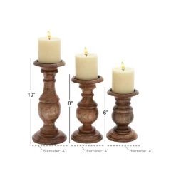 Discount ❤️ Mango Wood Traditional Candle Holder Set by Ivory and Iris 😉 -Cheap Ivory and Iris Store D329683S 8