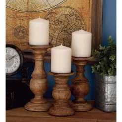 Discount ❤️ Mango Wood Traditional Candle Holder Set by Ivory and Iris 😉 -Cheap Ivory and Iris Store D329683S 9