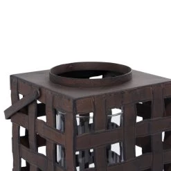 Promo 🔥 20" Black Iron Industrial Candle Holder Lantern by Ivory and Iris ✨ -Cheap Ivory and Iris Store D329690S 5