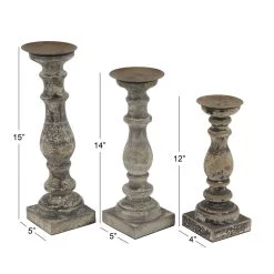 Best deal 🌟 Distressed Brown Wood Traditional Candle Holder Set, 3ct. by Ivory and Iris 🎉 -Cheap Ivory and Iris Store D329696S 8