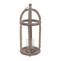 Best Pirce 😀 29" Brown Recycled Wood Natural Candle Holder Lantern by Ivory and Iris 🔥 -Cheap Ivory and Iris Store D329711S 3