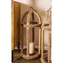 Best Pirce 😀 29" Brown Recycled Wood Natural Candle Holder Lantern by Ivory and Iris 🔥 -Cheap Ivory and Iris Store D329711S 6