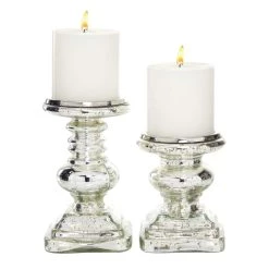 Top 10 β Silver Glass Traditional Candle Holder Set, 2ct. by Ivory and Iris π