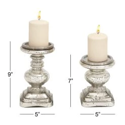 Top 10 ⌛ Silver Glass Traditional Candle Holder Set, 2ct. by Ivory and Iris 🌟 -Cheap Ivory and Iris Store D329712S 7