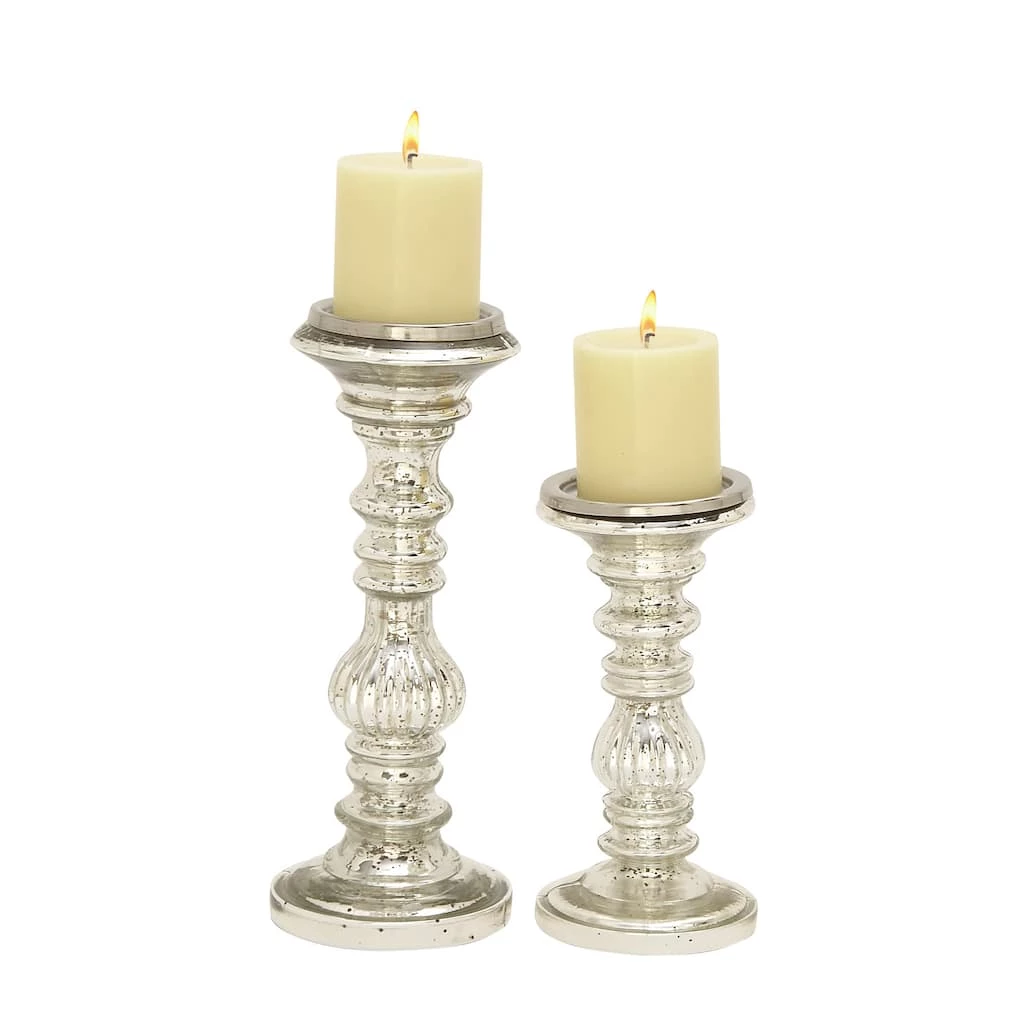 Outlet 🤩 Silver Metal Traditional Candle Holder Set, 2ct. by Ivory and Iris 🥰 1 Outlet 🤩 Silver Metal Traditional Candle Holder Set, 2ct. by Ivory and Iris 🥰