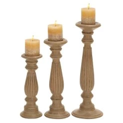 Buy 🤩 Brown Mango Wood Traditional Candle Holder Set by Ivory and Iris 🥰
