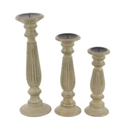 Buy 🤩 Brown Mango Wood Traditional Candle Holder Set by Ivory and Iris 🥰 -Cheap Ivory and Iris Store D329721S 5