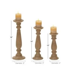 Buy 🤩 Brown Mango Wood Traditional Candle Holder Set by Ivory and Iris 🥰 -Cheap Ivory and Iris Store D329721S 8