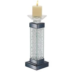 Best deal 🛒 15'' Gray Glass Glam Candlestick Holder by Ivory and Iris 💯