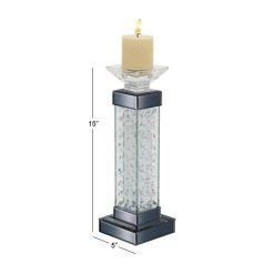 Best deal 🛒 15'' Gray Glass Glam Candlestick Holder by Ivory and Iris 💯 -Cheap Ivory and Iris Store D329732S 6