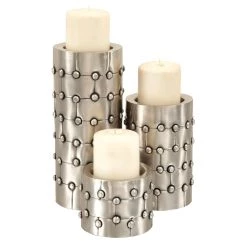 Cheap π Silver Metal Industrial Candle Holder Set by Ivory and Iris π