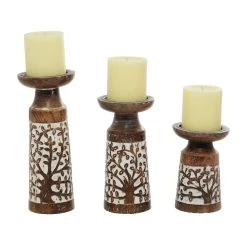 Best reviews of ✨ Brown Mango Wood Natural Candle Holder Set, 3ct. by Ivory and Iris 😀