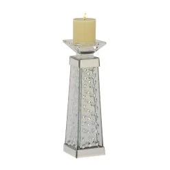 Brand new π 14'' Silver Glass Glam Candlestick Holder by Ivory and Iris β