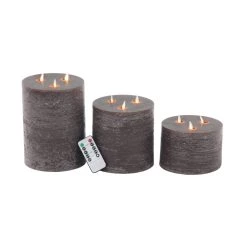 Cheapest 💯 Brown Traditional Wax Flameless Pillar Candle Set by Ivory and Iris 🧨