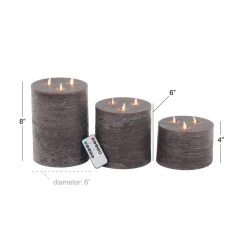 Cheapest 💯 Brown Traditional Wax Flameless Pillar Candle Set by Ivory and Iris 🧨 -Cheap Ivory and Iris Store D329752S 8