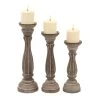 Wholesale 🌟 Brown Wood Traditional Candle Holder Set by Ivory and Iris 🔥