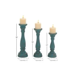 Best deal 🔥 Blue Wood Traditional Candle Holder Set by Ivory and Iris 👏 -Cheap Ivory and Iris Store D329758S 7