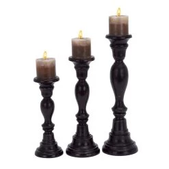 Best Pirce 💯 Black Mango Wood Farmhouse Candle Holder Set, 3ct. by Ivory and Iris 👍
