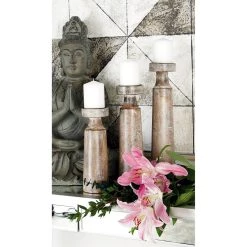 Flash Sale 🎉 Brown Mango Wood Natural Candle Holder Set by Ivory and Iris 😉 -Cheap Ivory and Iris Store D329770S 7