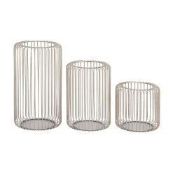 Buy ⭐ Silver Metal Modern Lantern Set by Ivory and Iris 😀