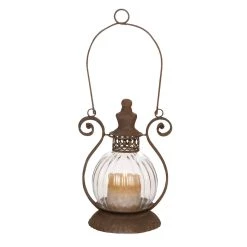 Promo 🥰 11" Brown Iron Rustic Candle Holder Lantern by Ivory and Iris 🥰