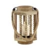 Best Pirce 👏 11" Light Brown Recycled Wood Candle Holder Lantern by Ivory and Iris 💯
