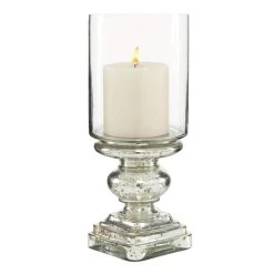 Cheapest 🌟 16" Silver Glass Traditional Candle Holder by Ivory and Iris ✔️