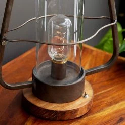 Hot Sale 🔔 16'' Brown Iron Industrial LED Lantern by Ivory and Iris 💯 -Cheap Ivory and Iris Store D329829S 4