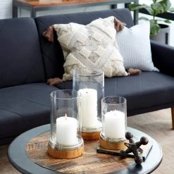 Wholesale 🔔 Clear Aluminum Traditional Hurricane Lamp Set by Ivory and Iris 😀 -Cheap Ivory and Iris Store D329830S 5