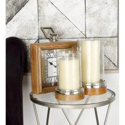 Wholesale 🔔 Clear Aluminum Traditional Hurricane Lamp Set by Ivory and Iris 😀 -Cheap Ivory and Iris Store D329830S 6