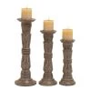 Wholesale 🎁 Light Brown Mango Wood Traditional Candle Holder Set by Ivory and Iris 🎉